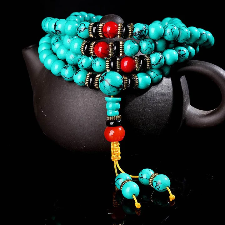 02 Tibetan Turquoise Healing Mala Bracelet - Image 1